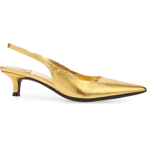 Jeffrey Campbell Persona gold leather Slingback Pump heels size 6 - Picture 1 of 7